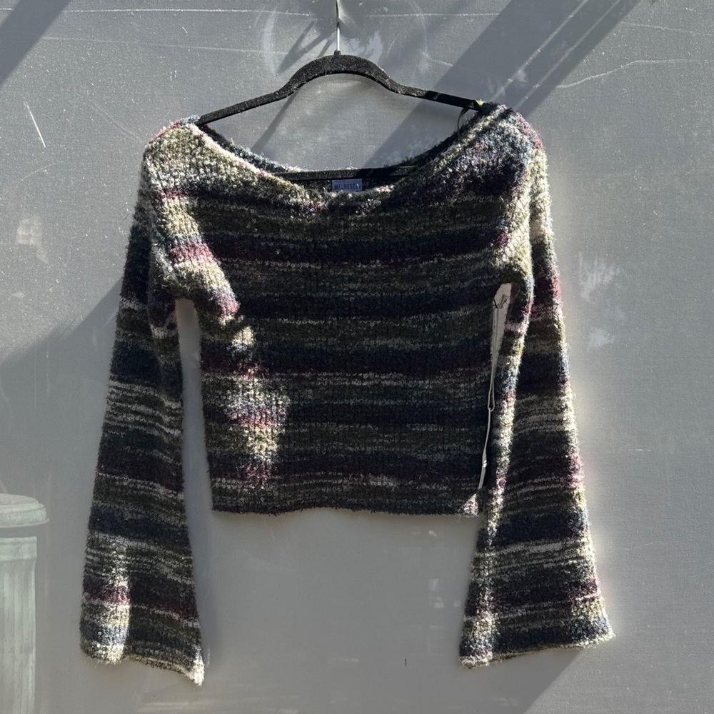 Chic Off-the-Shoulder Striped Sweater